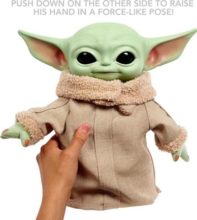 Mattel Sesli ve hareketli Star Wars Grogu göz kırpan pelüş oyuncak, Star Wars hayranları için koleksiyon hediyesi, HJM25