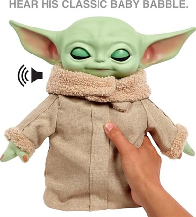 Mattel Sesli ve hareketli Star Wars Grogu göz kırpan pelüş oyuncak, Star Wars hayranları için koleksiyon hediyesi, HJM25