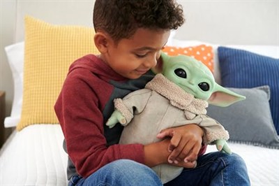 Mattel Sesli ve hareketli Star Wars Grogu göz kırpan pelüş oyuncak, Star Wars hayranları için koleksiyon hediyesi, HJM25