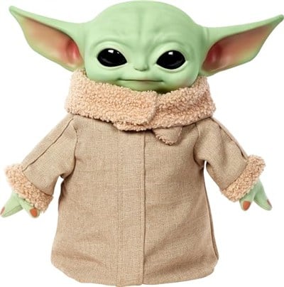 Mattel Sesli ve hareketli Star Wars Grogu göz kırpan pelüş oyuncak, Star Wars hayranları için koleksiyon hediyesi, HJM25