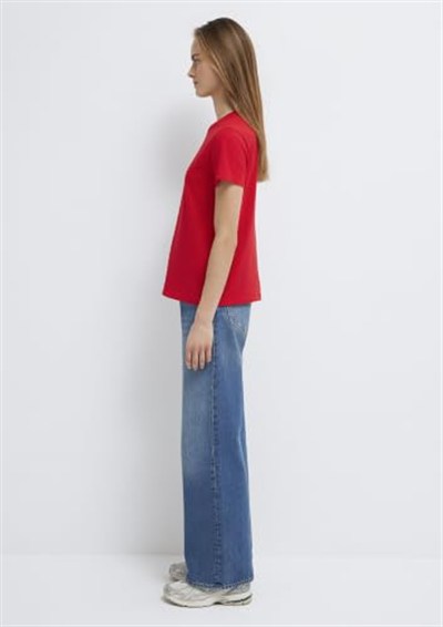 Mavi Baskılı Kırmızı Tişört Slim Fit/Dar Kesim 1601185-82054