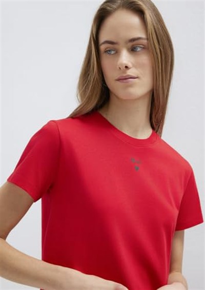 Mavi Baskılı Kırmızı Tişört Slim Fit/Dar Kesim 1601185-82054