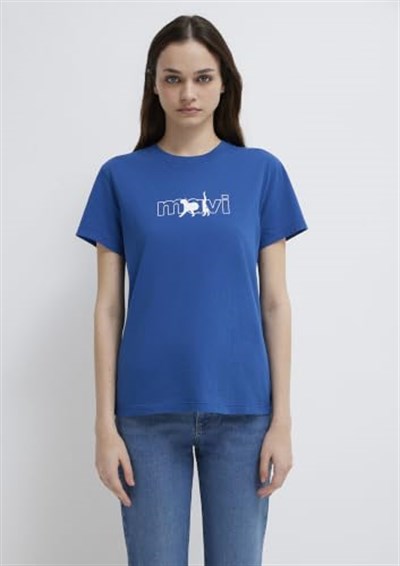 Mavi Kedi Logo Baskılı Mavi Tişört Regular Fit/Normal Kesim 1611478-32213