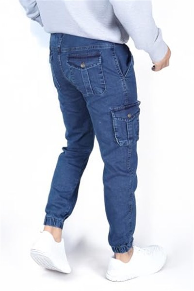 Mavi Kot Kargo Pantolon - Likralı Mavi Kargo Pantolon - Erkek Outdoor Pantolon - Erkek Kot Pantolon
