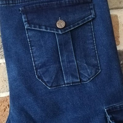 Mavi Kot Kargo Pantolon - Likralı Mavi Kargo Pantolon - Erkek Outdoor Pantolon - Erkek Kot Pantolon