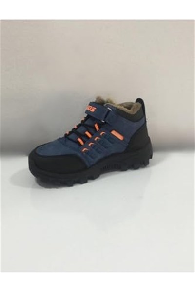 Mavi Lagos Erkek Çocuk Içi Kürklü Bantlı Bağcıklı Treking Bot-1