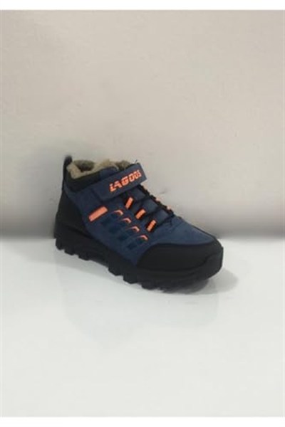 Mavi Lagos Erkek Çocuk Içi Kürklü Bantlı Bağcıklı Treking Bot-1