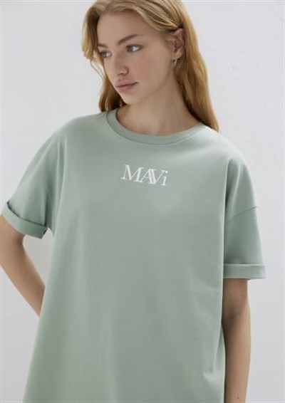 Mavi Logo Baskılı Yeşil Tişört Oversize/Geniş Kesim 1611593-71787