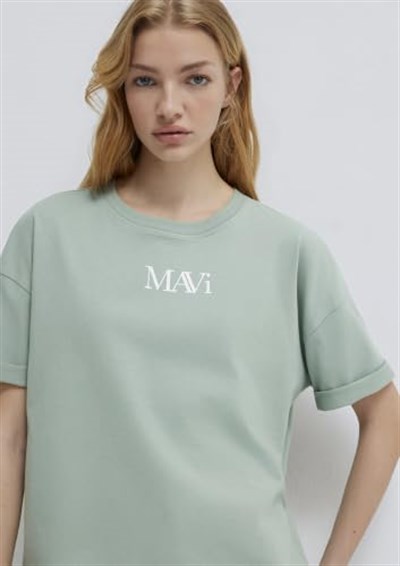 Mavi Logo Baskılı Yeşil Tişört Oversize/Geniş Kesim 1611593-71787