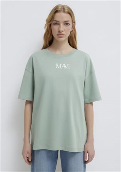 Mavi Logo Baskılı Yeşil Tişört Oversize/Geniş Kesim 1611593-71787
