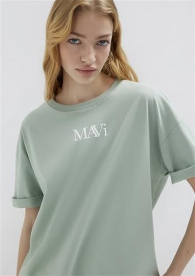 Mavi Logo Baskılı Yeşil Tişört Oversize/Geniş Kesim 1611593-71787