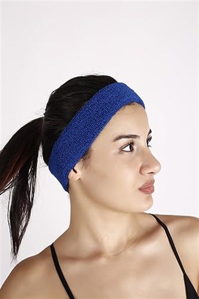 Mavi Sporcu Saç Bandı Ter Bandı Bandana Headband Mavi
