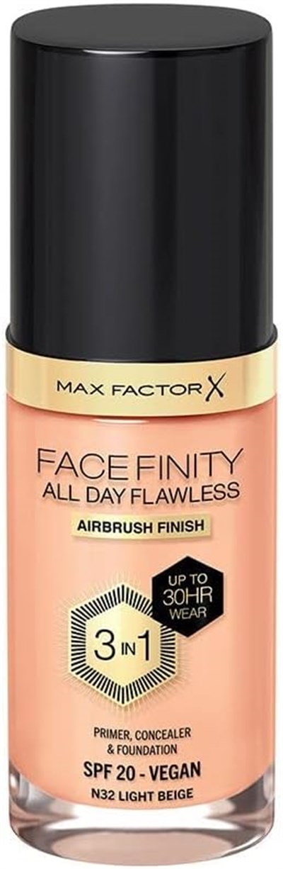 Max Factor Facefinity All Day Flawless 3 In 1 Foundation, Shade 32 Light Beige
