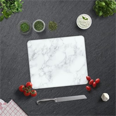 Mayaglory Cam Kesme Tahtası Panosu 25 X 35 Kırılmaya Isıya Çizilmeye Dayanıklı Antibakteriyel Doğal Kesme Tablası Mermer Design