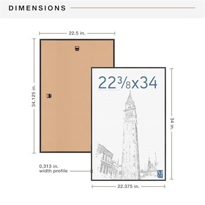 MCS 65548 orijinal Poster Frame, Black, 22.38 X 34 inç, Set of 2 _ P, plastik, Siyah, 22.38 x 34-Inch