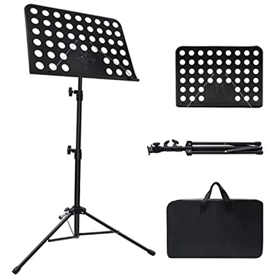 Mdvora Nota Kağıdı için Müzik Standı, Taşıma Çantalı Ayarlanabilir Müzik Standı, Profesyonel Müzik Kitabı Tutucu, Gitar, Ukulele, Keman Çalarlar için Müzik Kağıdı Tutucu (1 paket)