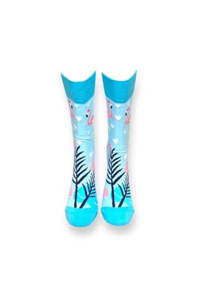 Me-vo Tekli Bebe Mavisi Renkli Bay/Bayan Unisex Esnek Nem Alabilen Pamuklu Flamingo Desenli Soket Çorap