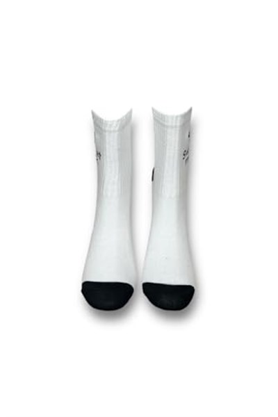 Me-vo Tekli Beyaz Bay/Bayan Unisex Esnek Nem Alabilen Pamuklu İnek Desenli Soket Çorap
