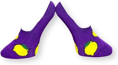 Me-vo Tekli Mor Renkli Bay/Bayan Unisex Esnek Nem Alabilen Pamuklu Limon Desenli Babet Çorap