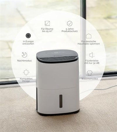 MeacoDry Arete® One 6L Nem Alma ve Hava Temizleyici | Kompakt, Ultra Sessiz 32dB | Küçük Odalar ve Daireler İçin İdeal Yatak Odası Nem Alma Cihazı | H13 HEPA Filtre | Akıllı, Gece ve Çamaşır Modları