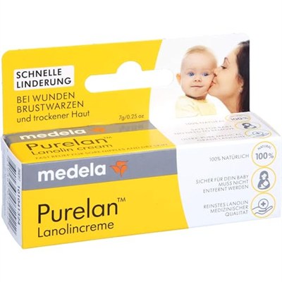 Medela Purelan 7 Gram Lanolin Göğüs Ucu Kremi - Ağrıyan Göğüs Ucu ve Kuru Ciltler İçin Hızlı Rahatlama, Hipoalerjenik, Dermatolojik Olarak Test Edilmiş ve Kokusuz
