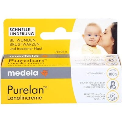 Medela Purelan 7 Gram Lanolin Göğüs Ucu Kremi - Ağrıyan Göğüs Ucu ve Kuru Ciltler İçin Hızlı Rahatlama, Hipoalerjenik, Dermatolojik Olarak Test Edilmiş ve Kokusuz