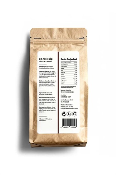 Mel and Mira Decaf Turkish Coffee 200g, Kafeinsiz Türk Kahvesi