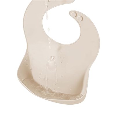 Meleni Baby 4lü Silikon Beslenme Seti - Silikon Mama Önlüğü Kulplu Bardak Vakum Tabanlı Tabak Mama Kaşığı Krem