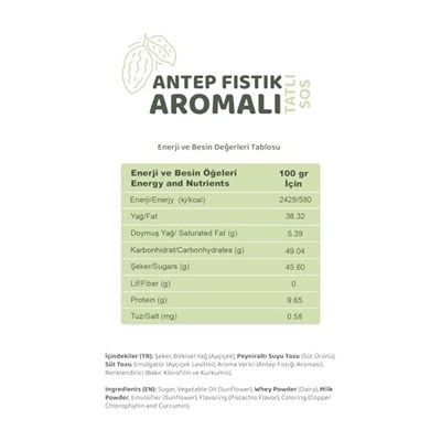 Melwiss Chocolate Antep Fıstık Aromalı Tatlı Sos 330 g – Akışkan kıvamlı Waffle, Pankek, Krep, Dondurma, Kahve ve Tatlılar için Pratik Sıkılabilir Sos