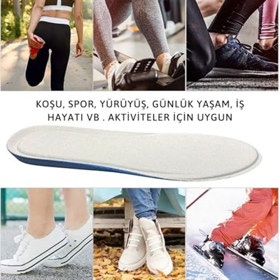 Memory Foam Ortopedik Ayakkabı Tabanlık, Visco Konfor Rahat Spor Ayakkabı Tabanı, Erkek, Kadın (Gri, 40)