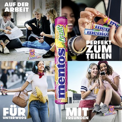 Mentos Meyve Drajeleri, 40 Rulo Şeker, Portakallı Meyve Aroması + Limon+Çilek, Çok Paket Çiğneme Şekeri