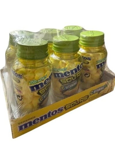 Mentos Sours Limon Aromalı C Vitaminli Tablet Şekerleme, 49g * 6lı Paket