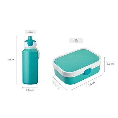 Mepal 74101 Campus komple okul günü Egzersiz veya spor için de idealdir. Yemek Seti bir Pop-up içecek şişesi ve Bento ilacı bulunan bir beslenme kutusundan oluşur, plastik, boynuz