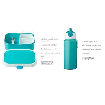 Mepal 74101 Campus komple okul günü Egzersiz veya spor için de idealdir. Yemek Seti bir Pop-up içecek şişesi ve Bento ilacı bulunan bir beslenme kutusundan oluşur, plastik, boynuz