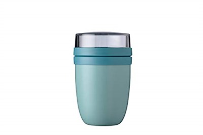 Mepal Ellipse Nordic Green yemek kabı, 500 ml pratik termal yemek kabı, yoğurt bardağı, to go kupa, yemekleri uzun süre sıcak veya serin tutar, plastik, 500 + 200 ml