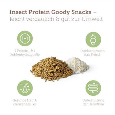 MERA Pure Sensitive Goody Snack Insect (600 g), hassas köpekler için sağlıklı atıştırmalıklar, böcek protein ve pirinçten köpek ödül maması, glutensiz köpek atıştırmalığı, antrenman ve ödül için