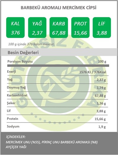 Mercimek Cipsi Barbekü Aromalı