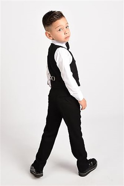 Merdia Kids Erkek Çocuk Smokin Takım Elbise Yelekli Papyonlu -1