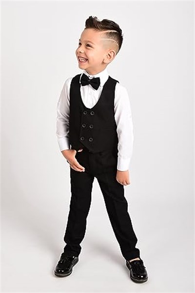 Merdia Kids Erkek Çocuk Smokin Takım Elbise Yelekli Papyonlu -1