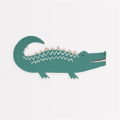 Meri Meri - Crocodile Napkins - Timsah Peçeteler - 16lı