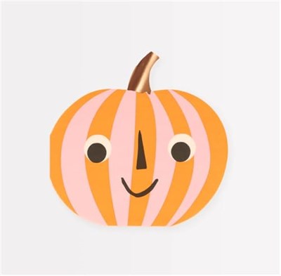 Meri Meri - Pink & Orange Stripy Pumpkin Napkins - Pembe & Turuncu Çizgili Balkabağı Peçeteler (16l