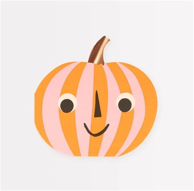 Meri Meri - Pink & Orange Stripy Pumpkin Napkins - Pembe & Turuncu Çizgili Balkabağı Peçeteler (16l