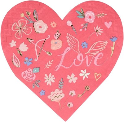 Meri Meri Valentine’s Desenli Kalp Peçeteler, 16lı