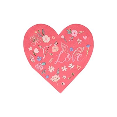 Meri Meri Valentine’s Desenli Kalp Peçeteler, 16lı