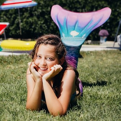 Mermaids Star Deniz Kızı Bikini Kostüm Seti, 4lü Takım, Çok Renkli,%80 Polyester,%20 Elastan, 3D Pullu, Monofin Destekli, Yaş Seçeneği