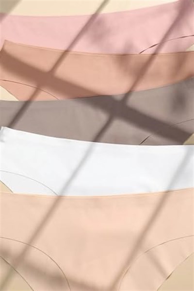 Merry See 5 li Set (BELİ LASTİKLİ) İz Yapmaz Likralı Dikişsiz Lazer Kesim Bikini Slip Külot