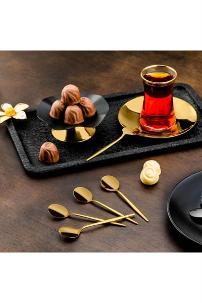 Mess 6Lı Çay Kaşık Titanyum Gold