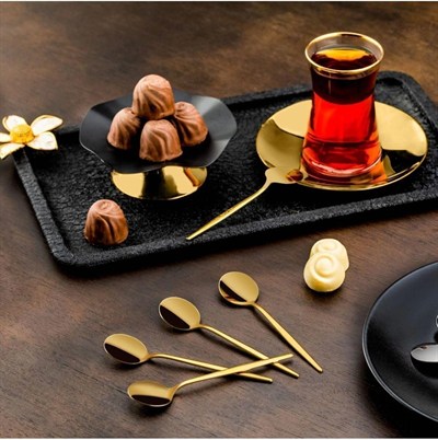 Mess 6Lı Çay Kaşık Titanyum Gold