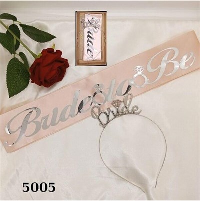Metal Bride Taç Kuşak Bekarliğa Veda Parti Taç Set, Pembe Silver