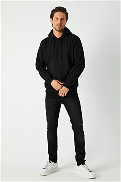 Metalic Siyah-Gri-Lacivert 3lü Erkek Kapüşonlu Kanguru Cepli Sweatshirt